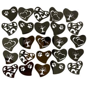 New Bulk Lot of 25 Floating Locket Plates Jewelry 22mm Themed SS Black Hearts
